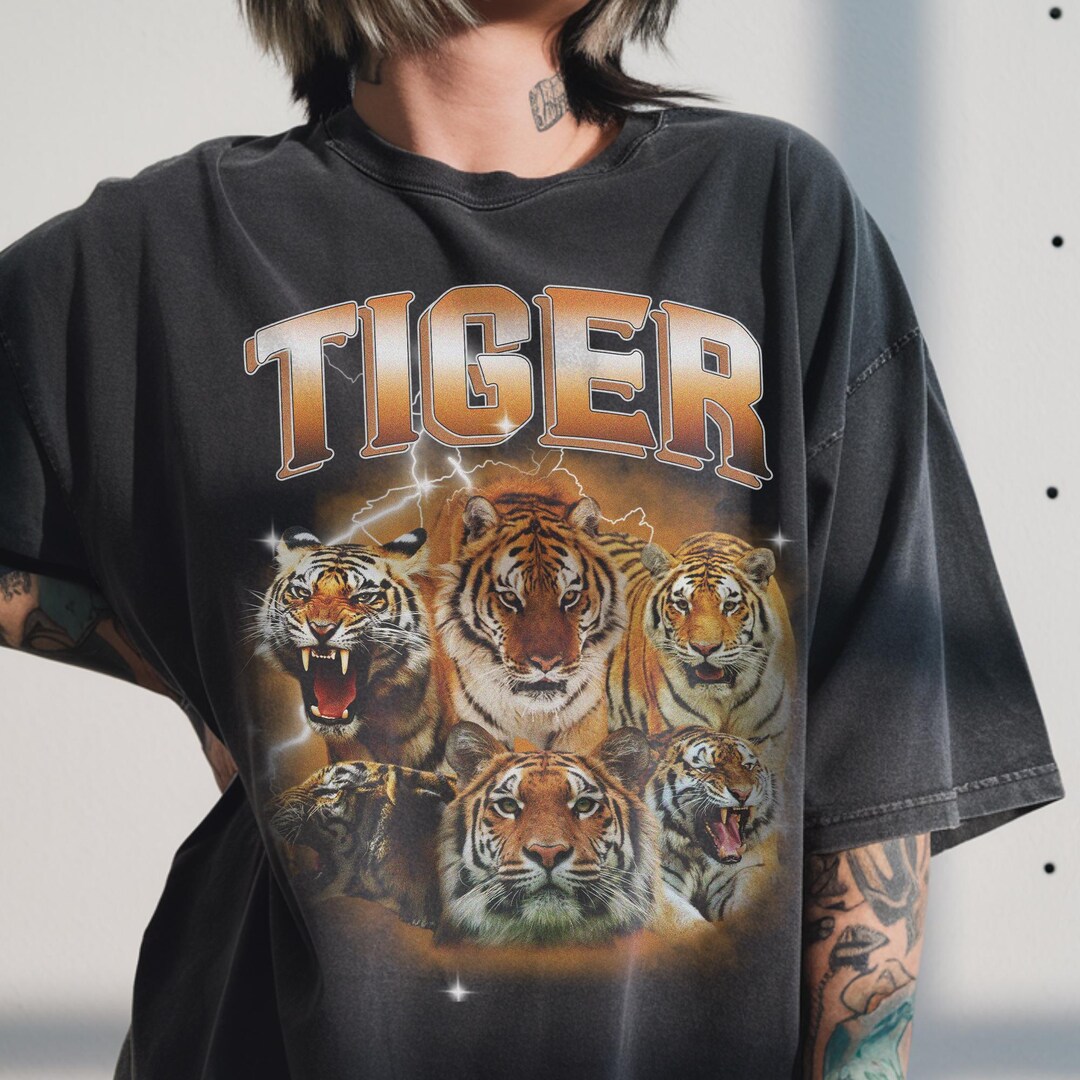 Vintage Tiger Shirt, 90s Bootleg Graphic Tee, Big Cat Lover Gift ...