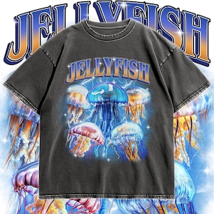 Jellyfish T-Shirt, Vintage Ocean Animal Graphic Tee, Oversized Sea Life Shirt, Marine Creature Gift, Unisex Aesthetic Top, Cute Jelly Tee