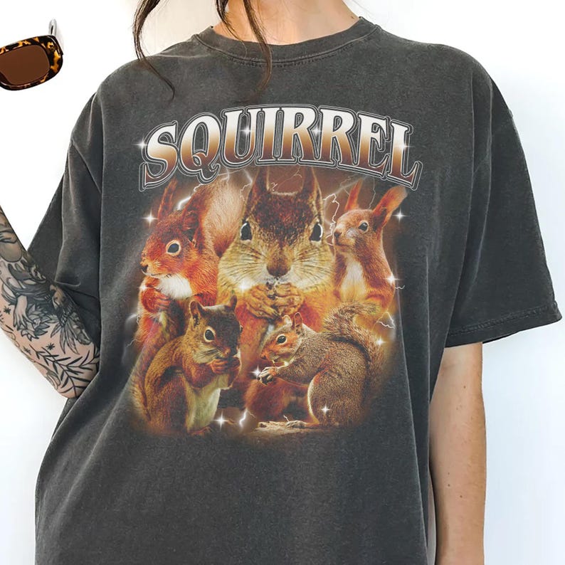 Vintage Squirrel Shirt, 90s Bootleg Graphic, Cottagecore Top, Funny Rodent Gift image 3