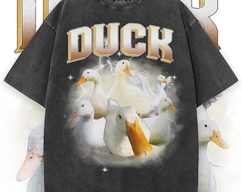 Acid Washed Duck T-Shirt: Retro 90s Oversize Tee