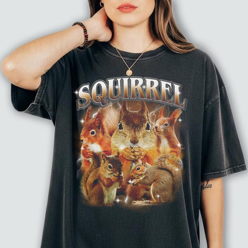 Vintage Squirrel Shirt, 90s Bootleg Graphic, Cottagecore Top, Funny Rodent Gift image 5
