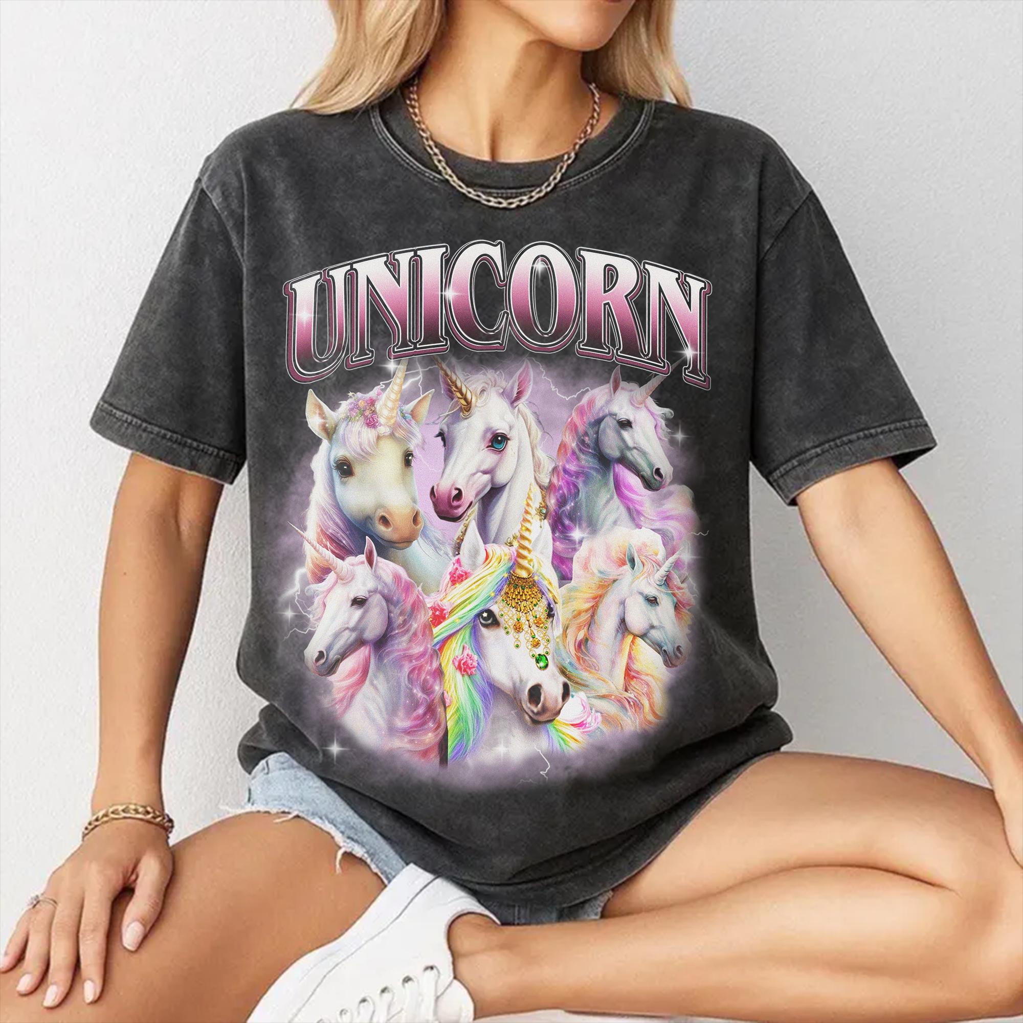 Vintage Unicorn Shirt, 90s Bootleg Graphic Tee, Unicorn Lover Gift 