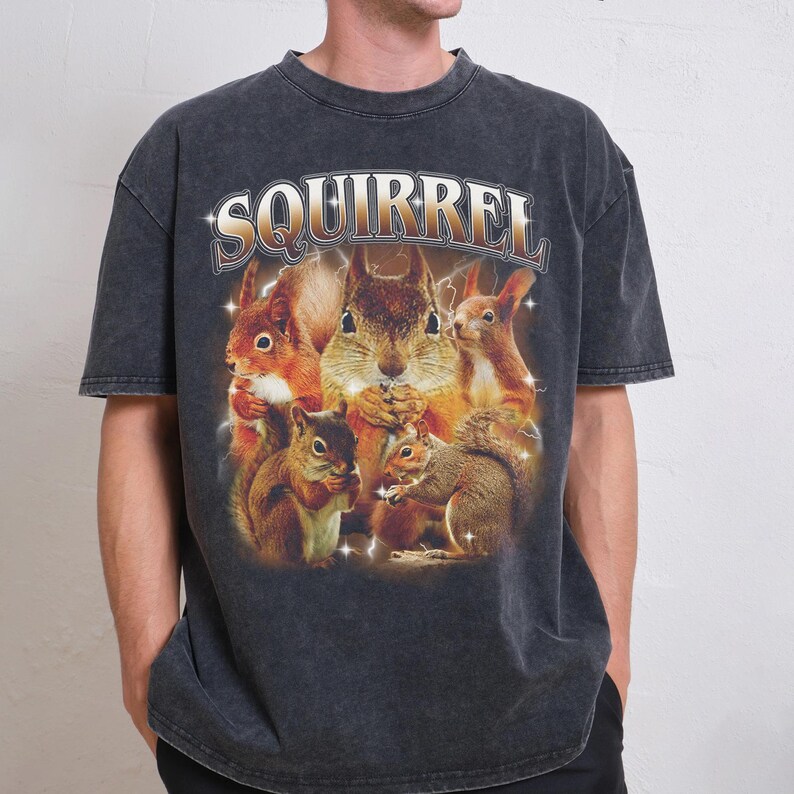 Vintage Squirrel Shirt, 90s Bootleg Graphic, Cottagecore Top, Funny Rodent Gift image 6