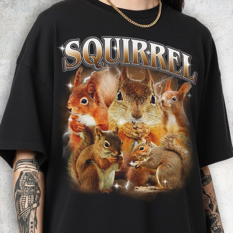 Vintage Squirrel Shirt, 90s Bootleg Graphic, Cottagecore Top, Funny Rodent Gift image 2