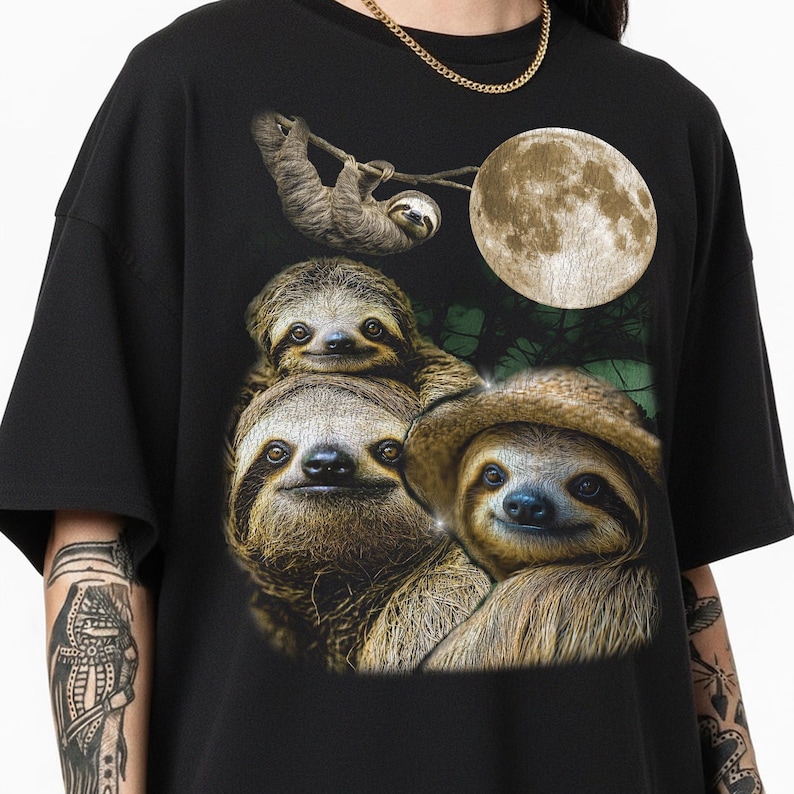 Vintage Sloth Shirt, 90s Bootleg Graphic Tee, Funny Sloth Lover Gift, Lazy Day T-Shirt image 5