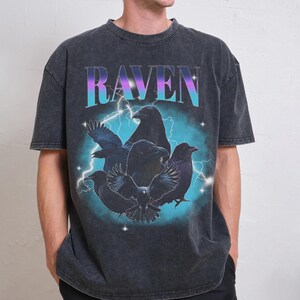 Vintage Raven Shirt, 90s Bootleg Graphic Tee, Gothic Bird Gift, Witchy T-Shirt image 3