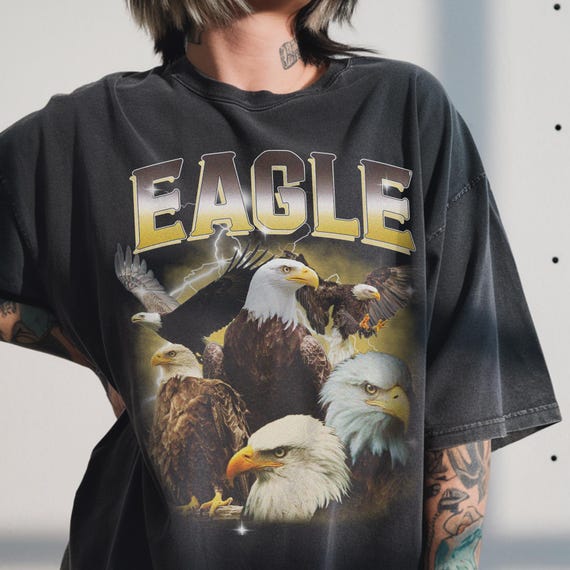 Vintage Eagle Shirt, 90s Bootleg Graphic Tee, Bald Eagle Gift, Wildlife T-Shirt