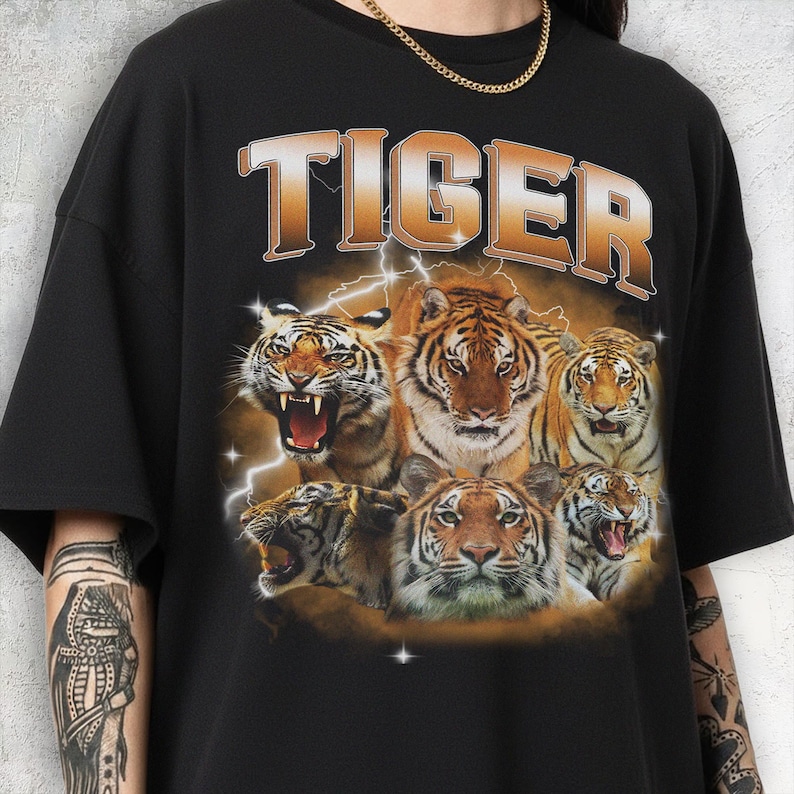 Vintage Tiger Shirt, 90s Bootleg Graphic Tee, Big Cat Lover Gift ...