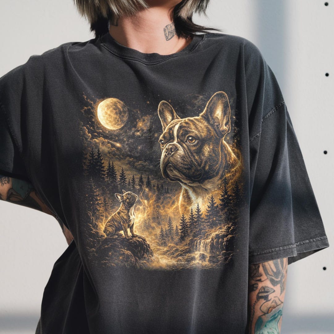 Comfort Colors® French Bulldog Howling Moon Shirt, Funny Frenchie Wolf ...