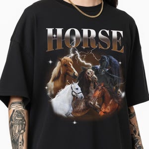 Vintage Horse Shirt, 90s Bootleg Graphic Tee, Equestrian Gift, Horse Girl T-Shirt image 2