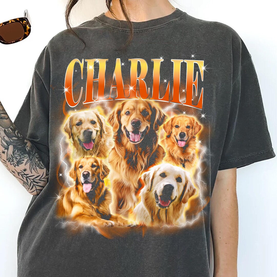 Custom Golden Retriever Shirt, 90s Bootleg Rap Style, Personalized Name ...