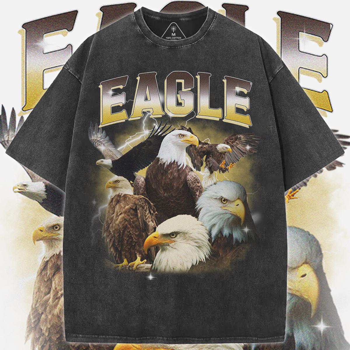 Vintage 90s Eagle Graphic Tee: Acid Wash Cotton T-Shirt