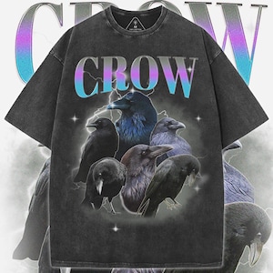 Crow T-Shirt - Gothic Crow Graphic Tee, Vintage Raven Bird Shirt, Dark Nature Aesthetic, Unisex Mysterious Animal Lover Gift