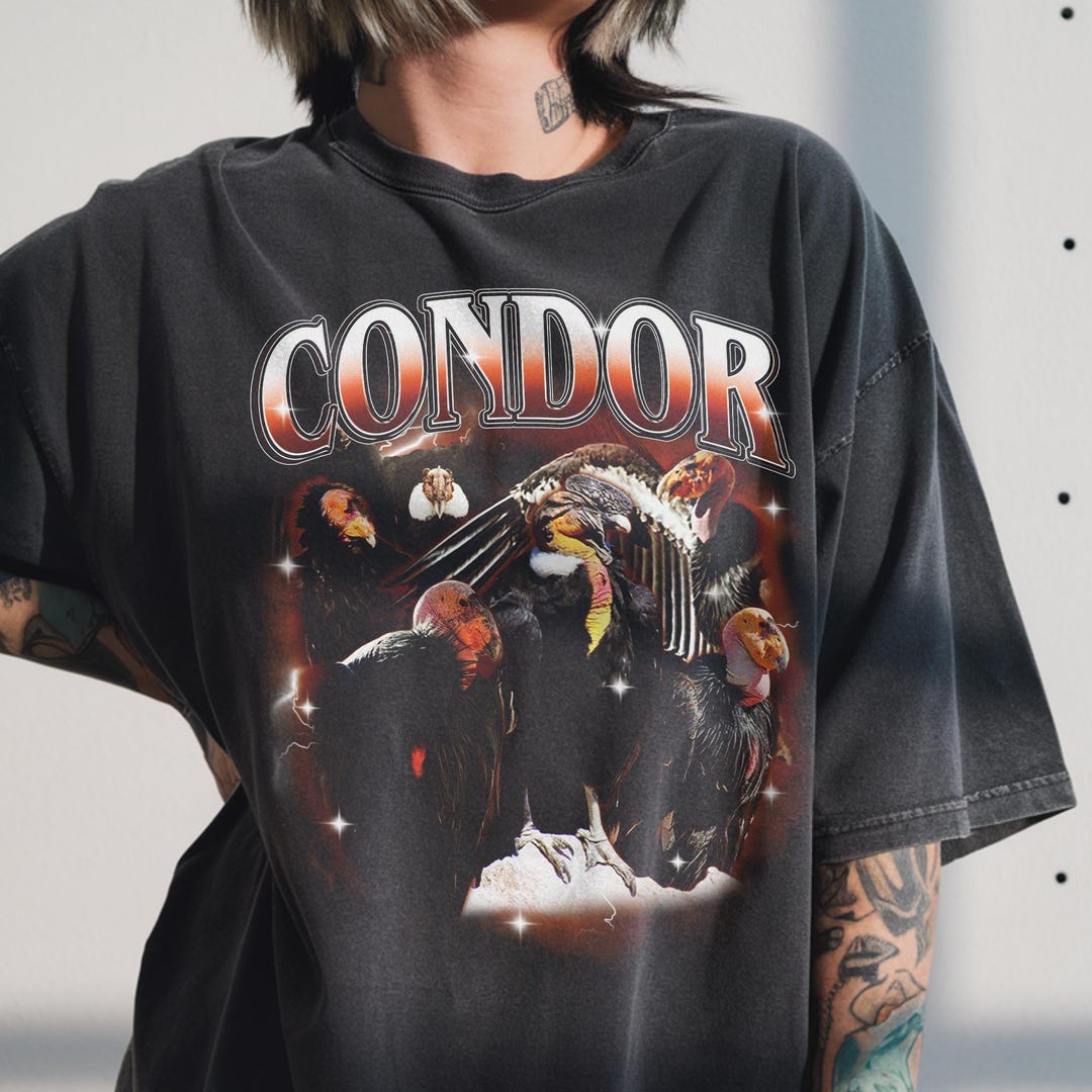 Vintage Condor Shirt, 90s Bootleg Graphic Tee, Bird of Prey Gift ...