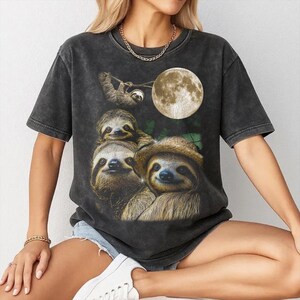 Vintage Sloth Shirt, 90s Bootleg Graphic Tee, Funny Sloth Lover Gift, Lazy Day T-Shirt image 2
