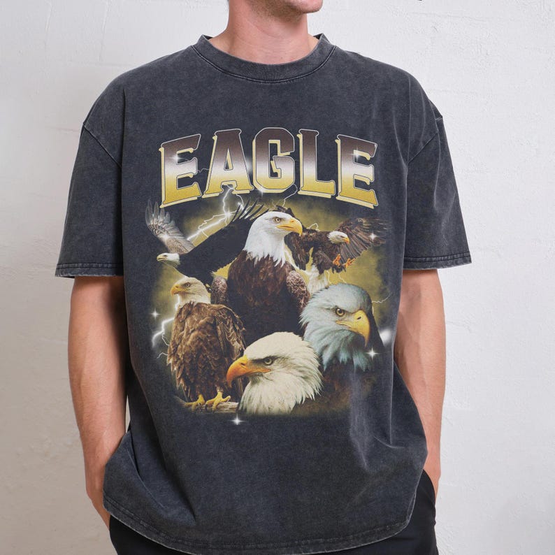 Vintage Eagle Shirt, 90s Bootleg Graphic Tee, Bald Eagle Gift, Wildlife T-Shirt image 3