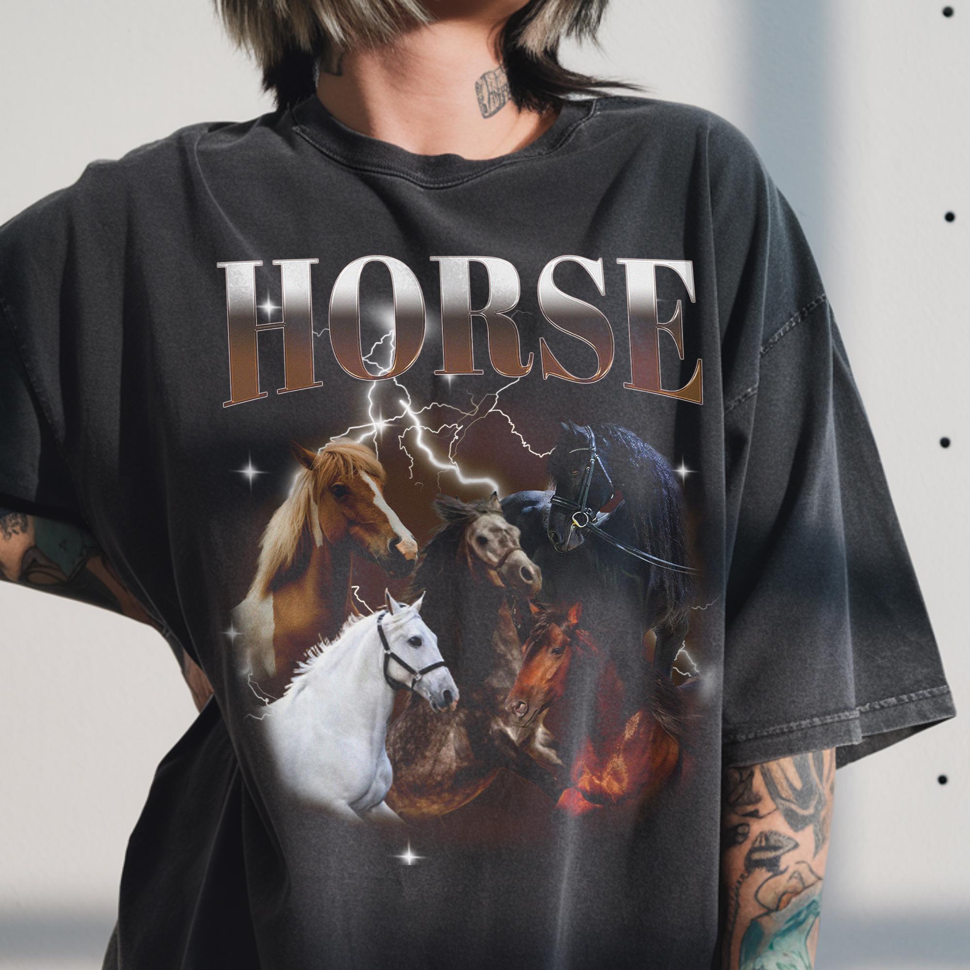 Camiseta Para Hombre Con Diseño De Herradura De Caballo - 100% Algodón - Negro XXXL