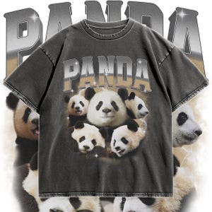 Maglietta vintage con panda rovinato: maglietta con grafica retrò di animali