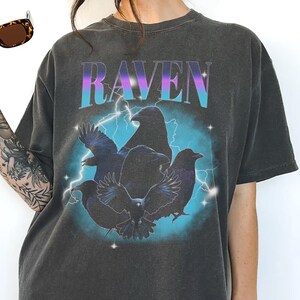 Vintage Raven Shirt, 90s Bootleg Graphic Tee, Gothic Bird Gift, Witchy T-Shirt image 6
