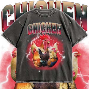 Retro Chicken Graphic T-Shirt: Unisex Rooster & Hen Print