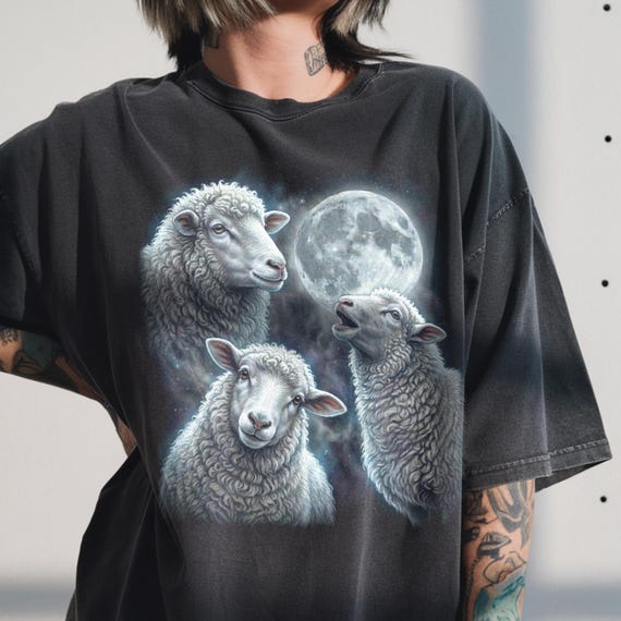 Comfort Colors® Three Sheep Moon Shirt, Knitter Gift, Funny Shepherd, Ram