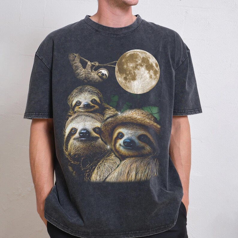 Vintage Sloth Shirt, 90s Bootleg Graphic Tee, Funny Sloth Lover Gift, Lazy Day T-Shirt image 3