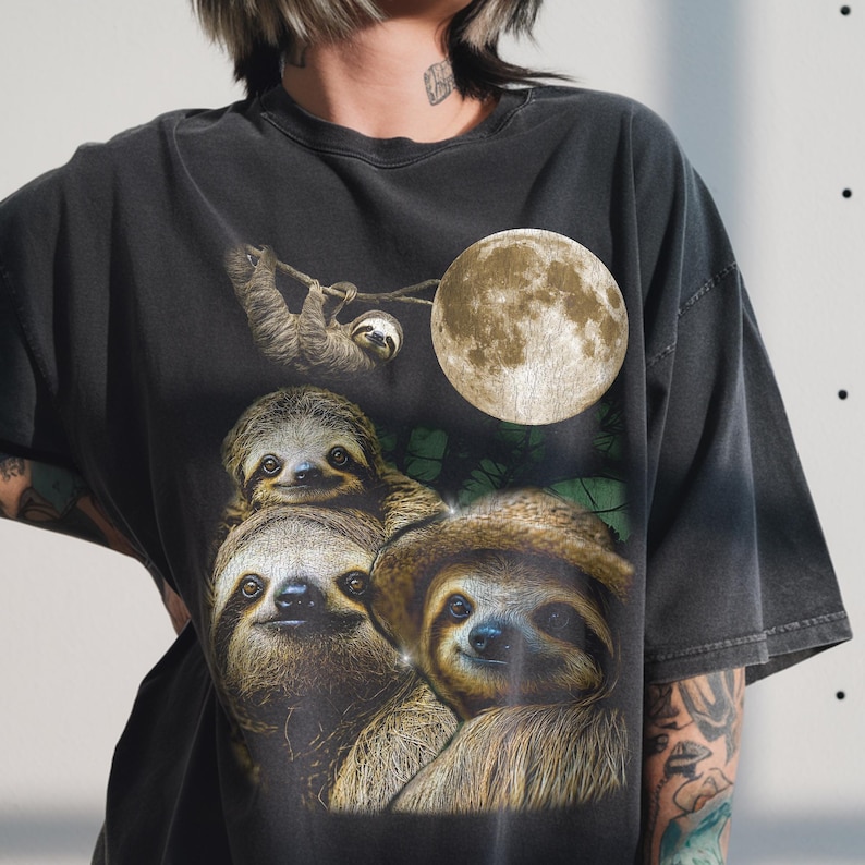 Vintage Sloth Shirt, 90s Bootleg Graphic Tee, Funny Sloth Lover Gift, Lazy Day T-Shirt image 1