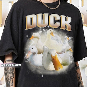Duck Graphic T-Shirt, Retro Animal Design Tee, Cute Duck Shirt, Unisex Duck Lover Gift, Cool Duck Print Shirt for Men & Women