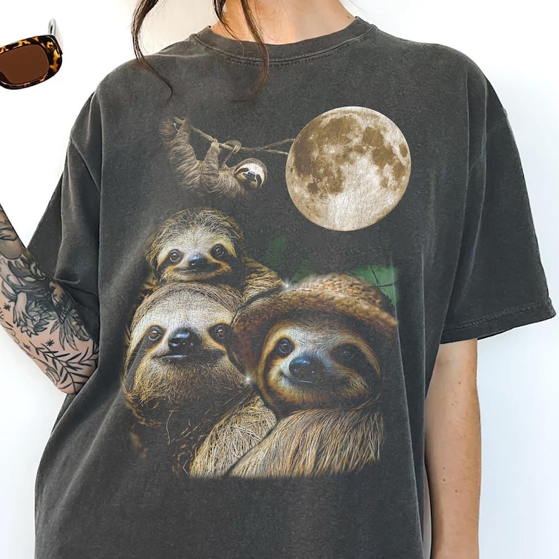 Vintage Sloth Shirt, 90s Bootleg Graphic Tee, Funny Sloth Lover Gift, Lazy Day T-Shirt image 4