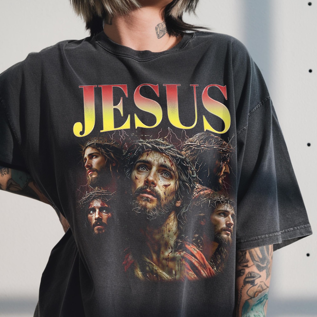 Vintage Jesus Shirt, 90s Bootleg Graphic, Christian Gift, Faith Apparel ...
