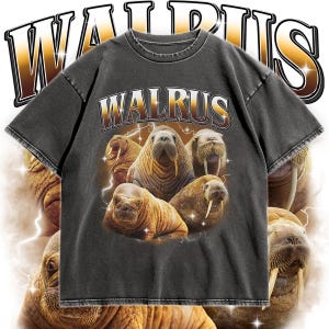 Walrus T-Shirt, Vintage Animal Graphic Tee, Funny Walrus Shirt, Oversized Marine Wildlife Top, Unisex Retro Ocean Gift, Cute Sea Animal Tee