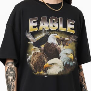 Vintage Eagle Shirt, 90s Bootleg Graphic Tee, Bald Eagle Gift, Wildlife T-Shirt image 5
