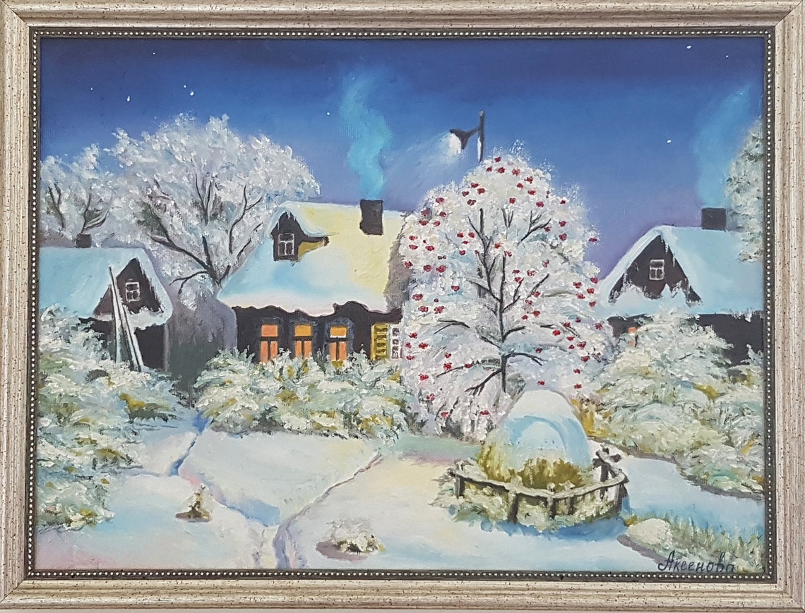 Winter Landscape Oil Painting Original Frames Wall Art Hallway Wall