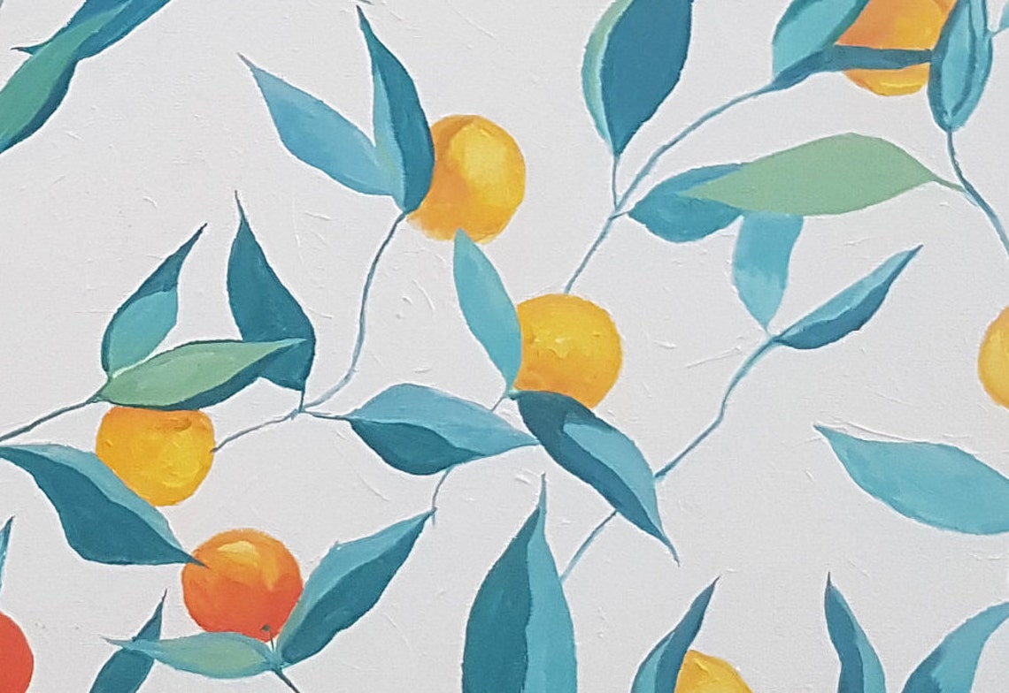 Peach Wall Art Peaches Painting Print Fruit Print on Canvas Etsy
