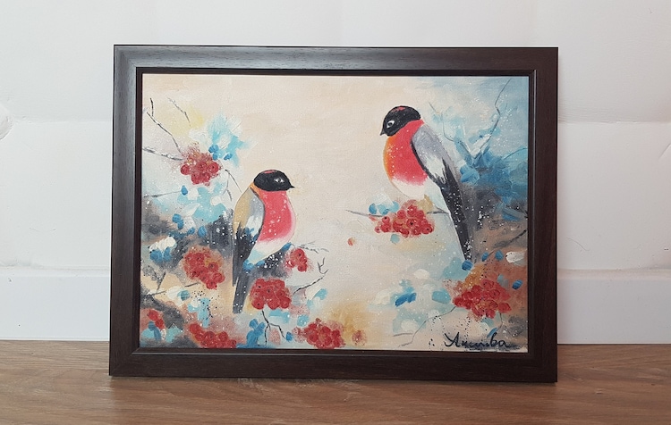 Bullfinches Druck auf Leinwand Vogel Wand Kunst ästhetisches Raum Dekor