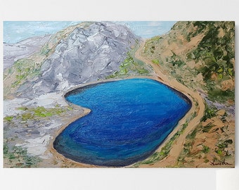 Landschaft Palette Messer Kunst abstraktes Ölgemälde Berge See auf Leinwand