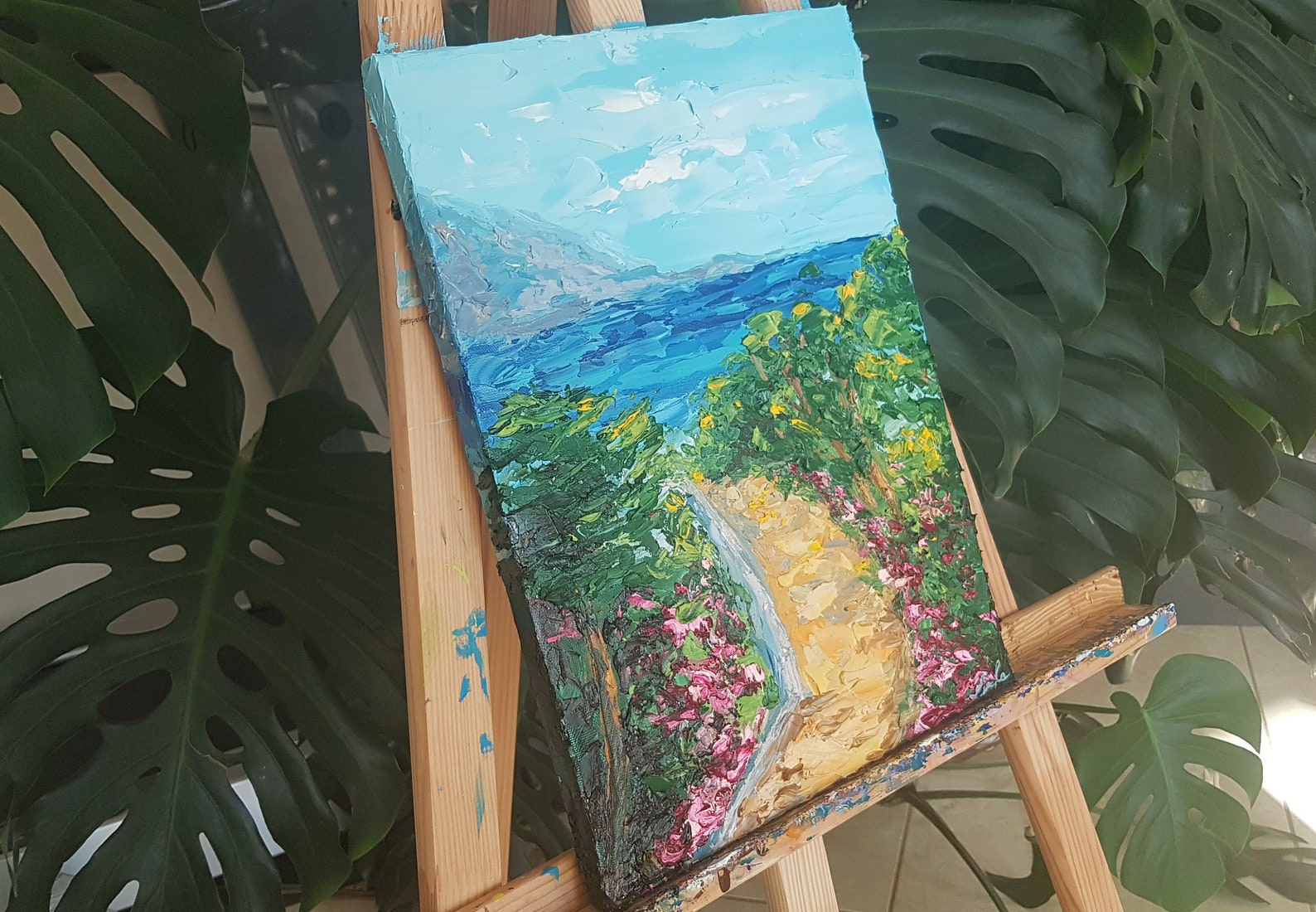 Park Seascape Palette Knife Painting Abstract Seascape Hallway Etsy UK