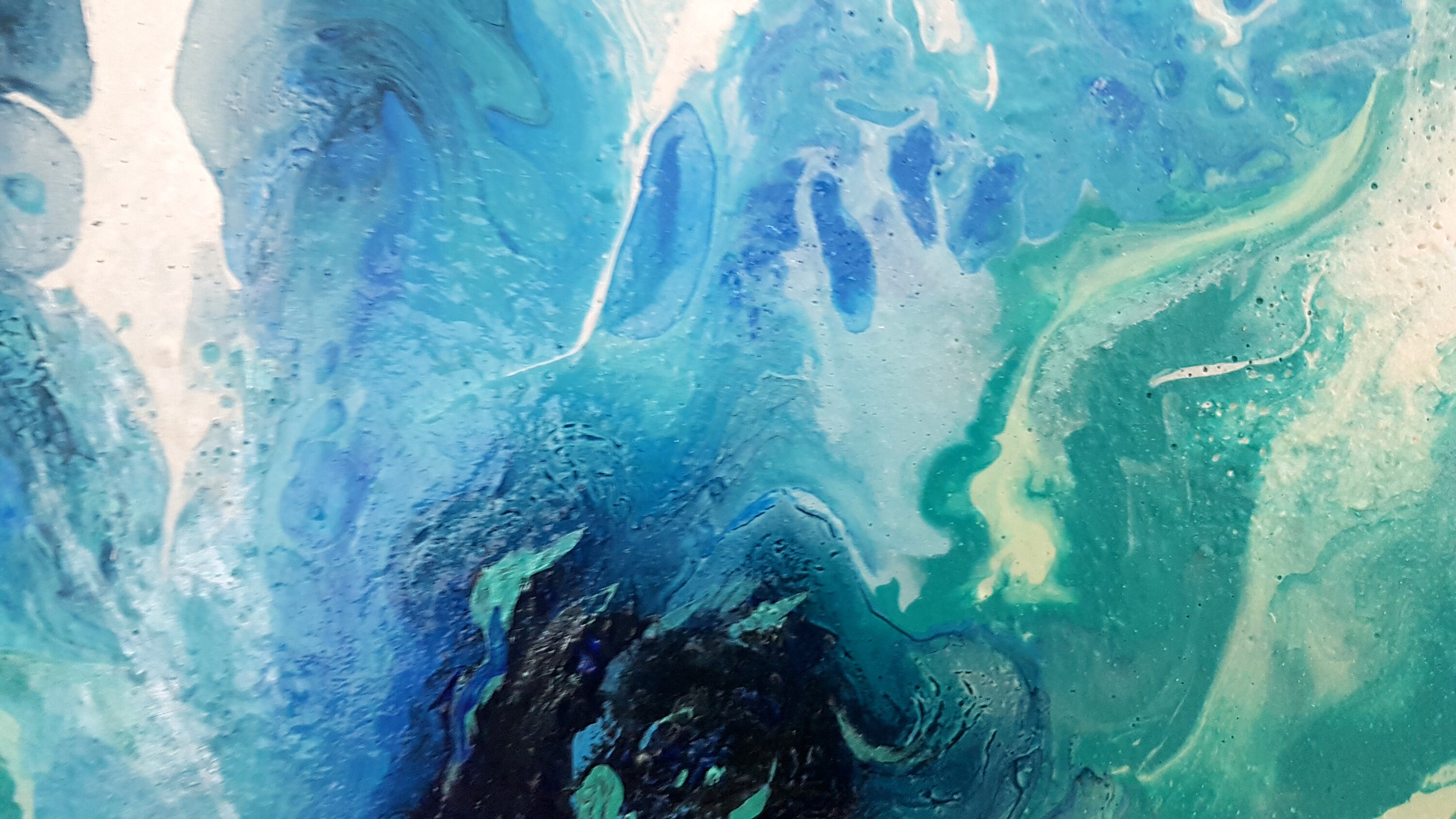 Water Abstract Painting Original, Blue Water Splash Wall Art, Modern