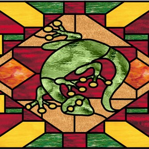 Southwest Lizard stained glass window panel