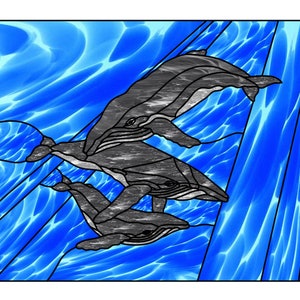 Whale Family Stained Glass Panel Pattern