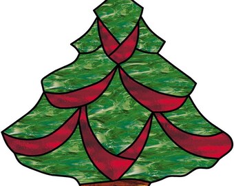 幾何学的なクリスマスツリー、ステンドグラスのパターン、サン