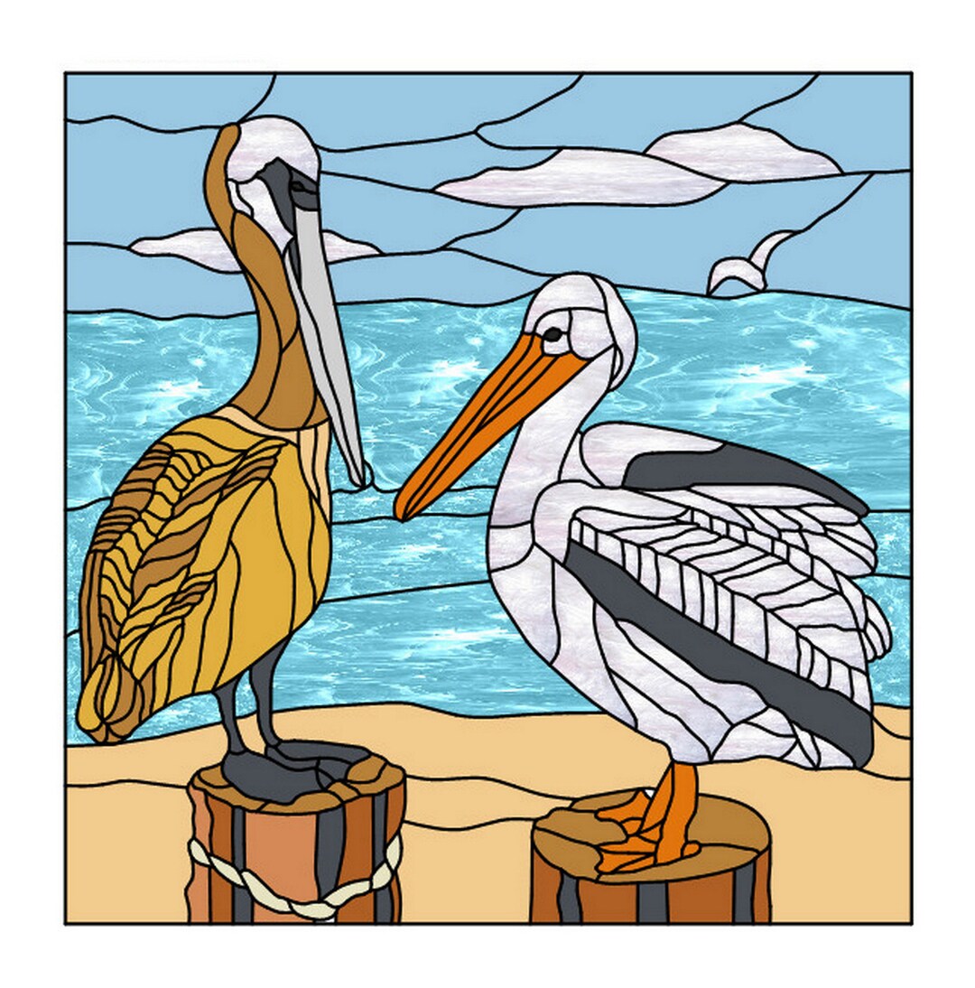 Pelican Pals Stained Glass Panel Pattern - Etsy