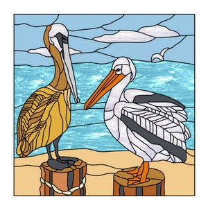 Pelican Pals Stained Glass Panel Pattern