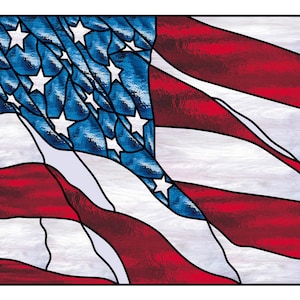 American Waves Flag stained glass panel pattern