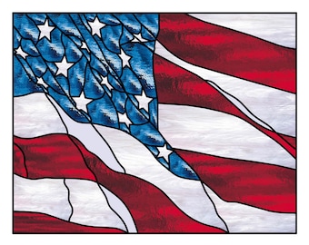 American Waves Flag stained glass panel pattern