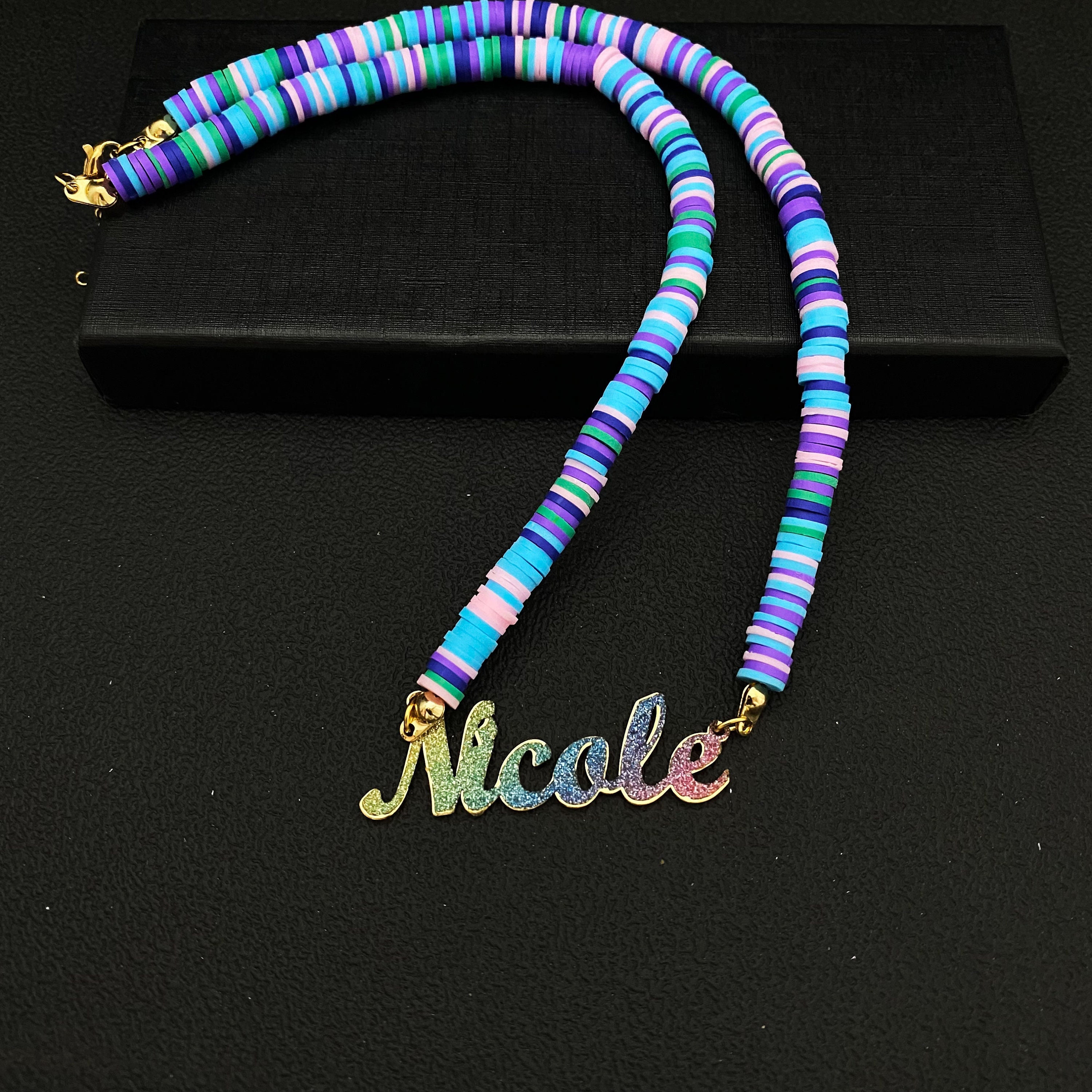 Rainbow Necklace, Name Necklace, Personalized, Adjustable Bracelet