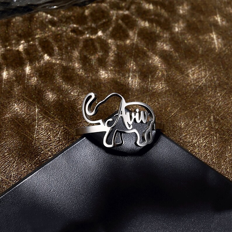 Gift Ideas For Women Design Ring with Name For Girl Mother Animal Letter Jewelry Lovely Elephant Animal Personalized Custom Name Bracelet