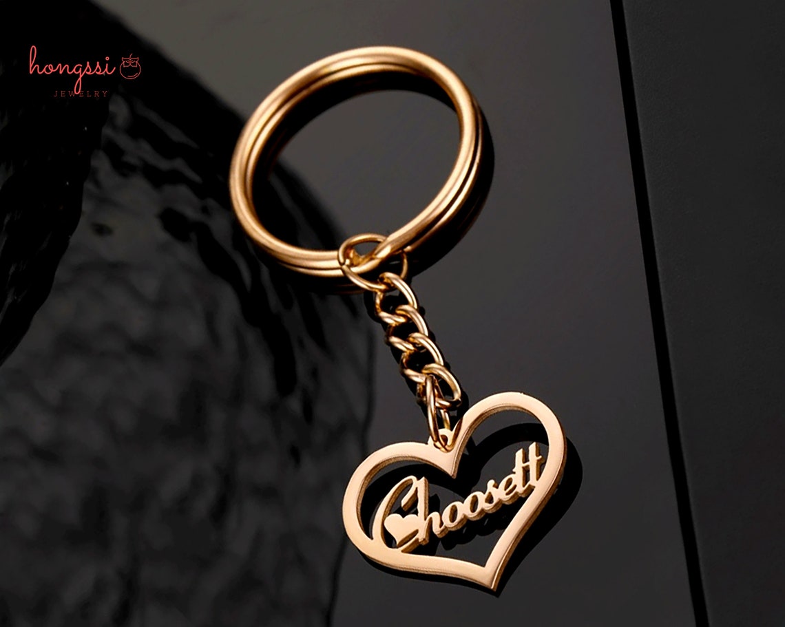 Personalized Custom Name Lovely Heart Keychain Keyring With - Etsy