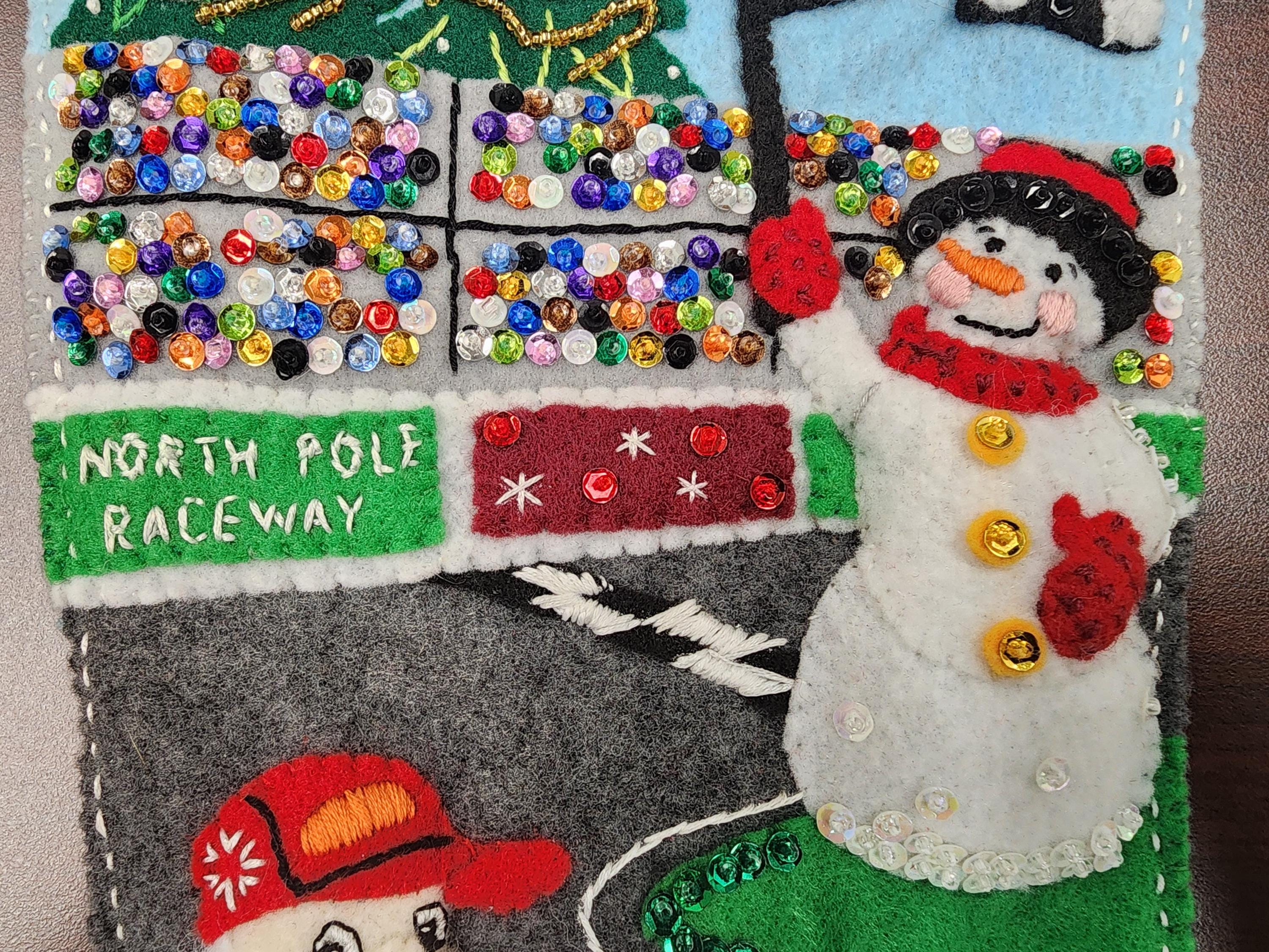 Roman Inc. North Pole Raceway 置物 North Pole Raceway Merry Stockings Finished Christmas Stocking - Etsy
