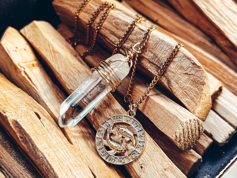 pure power clear quartz crystal neckless zodiac jewelry personalized gift